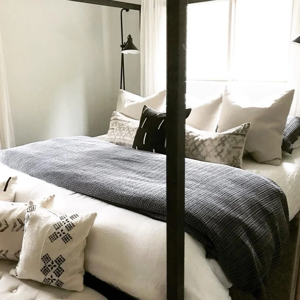 Pottery Barn Navy Textured Waffle Duvet Cover + 2 Shams